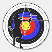 Archery & target 02 ronde sticker (Voorkant)