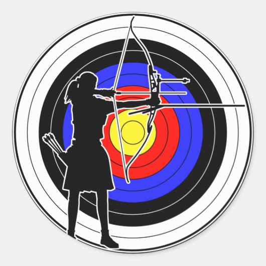 Archery & target 02 ronde sticker (Voorkant)