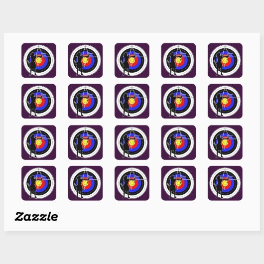 Archery & target 02 vierkante sticker (Vel)