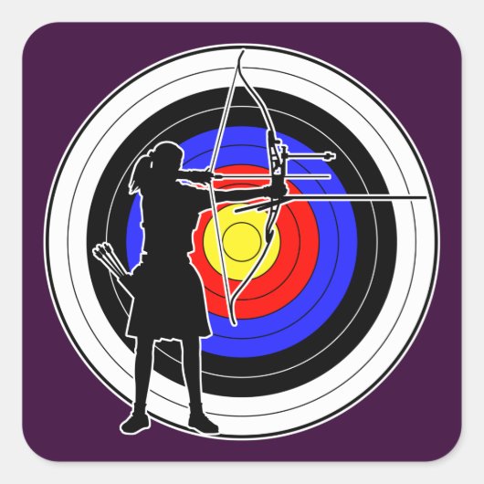 Archery & target 02 vierkante sticker (Voorkant)
