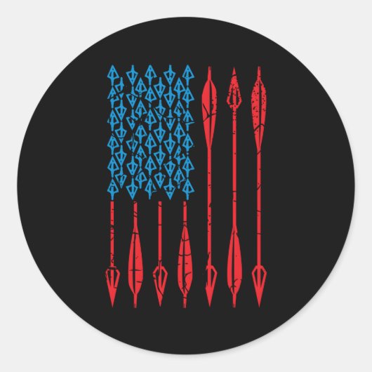 Archery Usa American Flag Arrows Ronde Sticker (Voorkant)