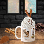Arches 4 Blush foto's | Terracotta Couple   Names  Koffiemok<br><div class="desc">Het ontwerp van dit stel bevat vier arched foto's met verweven witte en terracotta achterste lijsten op een lichtroze achtergrond. De ruimte is ontworpen hieronder voor de namen van het paar in manuscripttekst.</div>