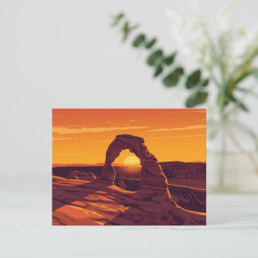 Arches Delicate Arch Sunset Art Briefkaart (Staand voorkant)