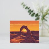 Arches Delicate Arch Zonsondergang Kunst Briefkaart (Staand voorkant)