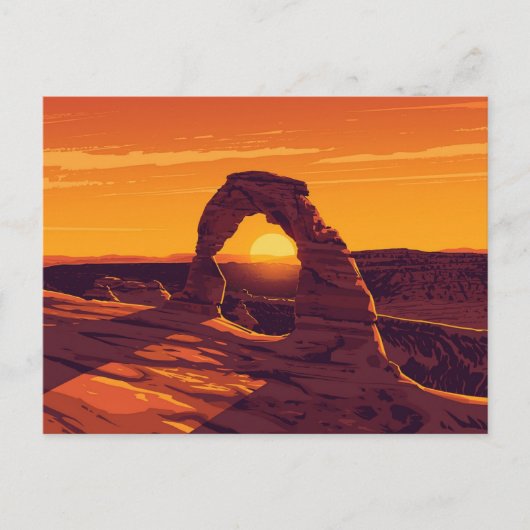 Arches Delicate Arch Zonsondergang Kunst Briefkaart (Voorkant)