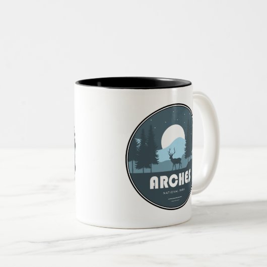 Arches Nationaal Park Herten Tweekleurige Koffiemok (Voorkant rechts)