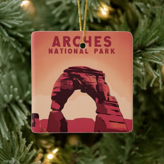 Arches Nationaal Park Minimalistische illustratie Keramisch Ornament (Boom)