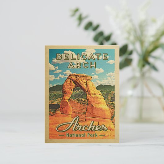 Arches National Park Briefkaart Retro Delicate Arc (Staand voorkant)