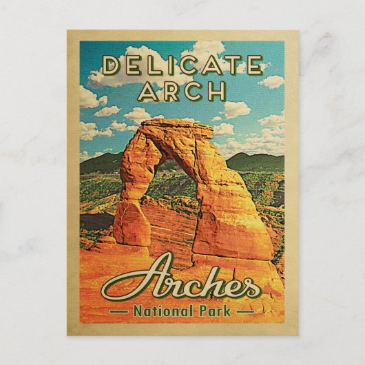 Arches National Park Briefkaart Retro Delicate Arc (Voorkant)