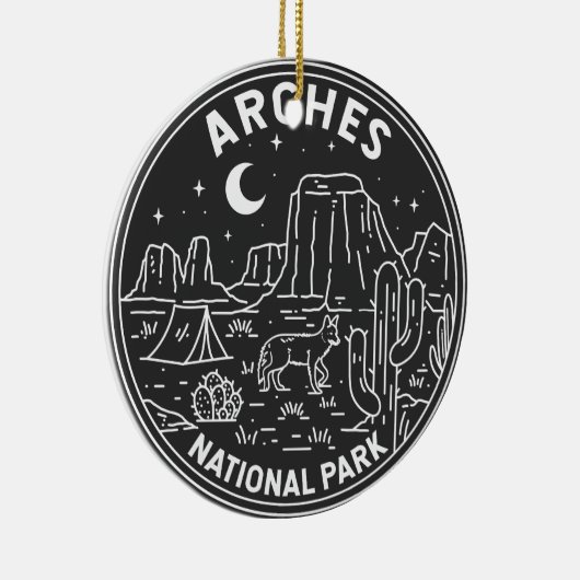 Arches National Park Delicate Arch Monoline Keramisch Ornament (Rechts)