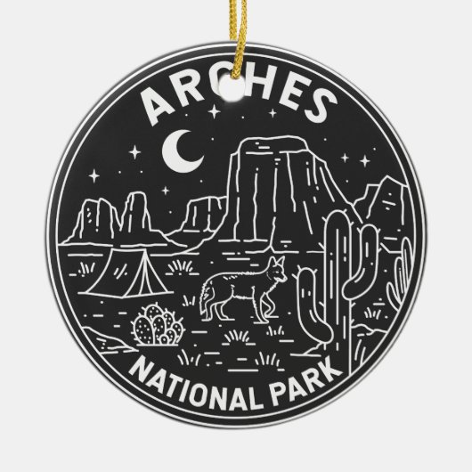 Arches National Park Delicate Arch Monoline Keramisch Ornament (Voorkant)
