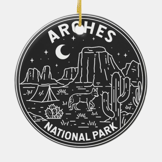 Arches National Park Delicate Arch Monoline Keramisch Ornament (Achterkant)