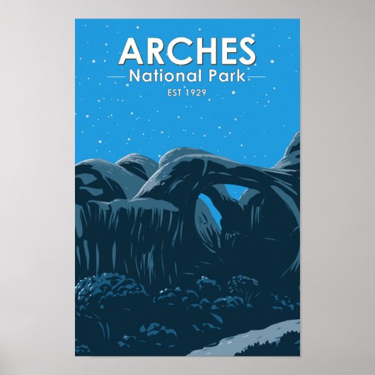 Arches National Park Double Arch Night Sky  Poster (Voorkant)