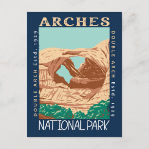 Arches National Park Dubbele Arch Retro Verhard Briefkaart