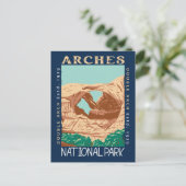 Arches National Park Dubbele Arch Retro Verhard Briefkaart (Staand voorkant)