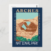 Arches National Park Dubbele Arch Retro Verhard Briefkaart (Voorkant / Achterkant)
