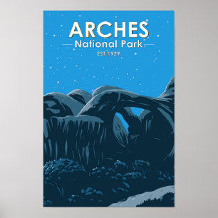 Arches National Park Dubbele Boog Nachthemel Vinta Poster
