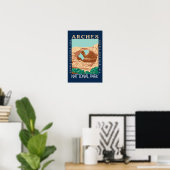 Arches National Park Dubbele Boog Retro Vervuild Poster (Thuiskantoor)