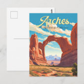Arches National Park Illustratie Retro Briefkaart (Voorkant / Achterkant)