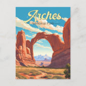 Arches National Park Illustratie Retro Briefkaart (Voorkant)