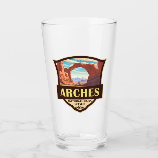 Arches National Park Illustratie Retro Glas (Voorkant)
