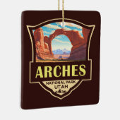 Arches National Park Illustratie Retro Keramisch Ornament (Rechts)