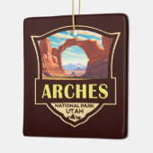 Arches National Park Illustratie Retro Keramisch Ornament (Links)