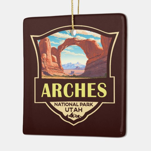 Arches National Park Illustratie Retro Keramisch Ornament (Links)