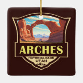 Arches National Park Illustratie Retro Keramisch Ornament (Achterkant)