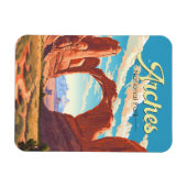 Arches National Park Illustratie Retro Magneet (Horizontaal)