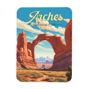 Arches National Park Illustratie Retro Magneet