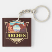 Arches National Park Illustratie Retro Sleutelhanger (Achterkant)