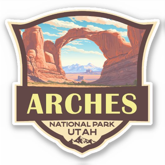 Arches National Park Illustratie Retro Sticker (Voorkant)