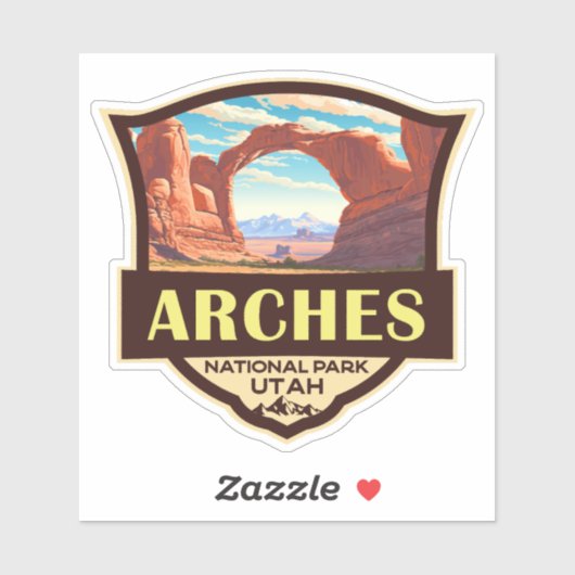 Arches National Park Illustratie Retro Sticker (Vel)