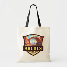 Arches National Park Illustratie Retro Tote Bag