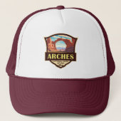 Arches National Park Illustratie Retro Trucker Pet (Voorkant)