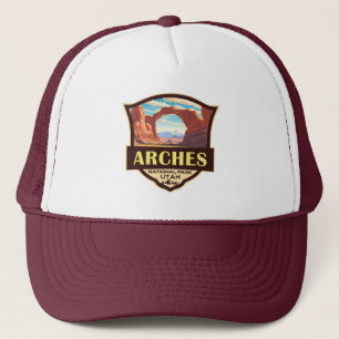 Arches National Park Illustratie Retro Trucker Pet