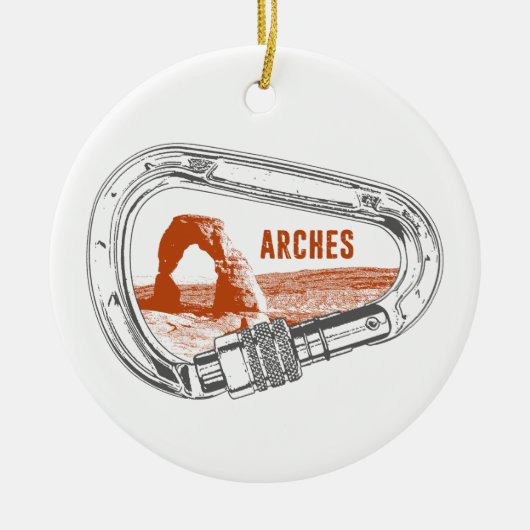 Arches National Park Klim Carabiner Keramisch Ornament (Voorkant)