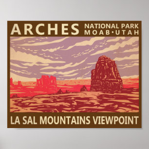 Arches National Park La Sal Mountains Uitzichtpunt Poster