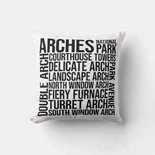 Arches National Park Landmarks Typografie Woordkun Kussen