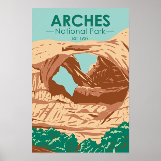 Arches National Park Poster met Dubbele Boog (Voorkant)