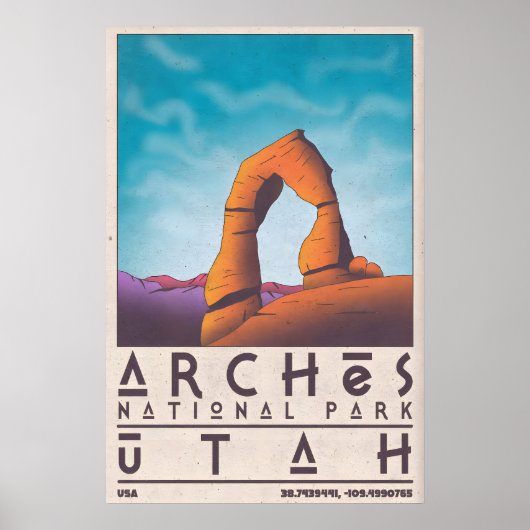 Arches National Park Print Retro Reisposter (Voorkant)
