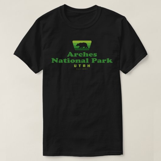 Arches National Park Retro Badge Beer Groen T-shirt (Design voorkant)