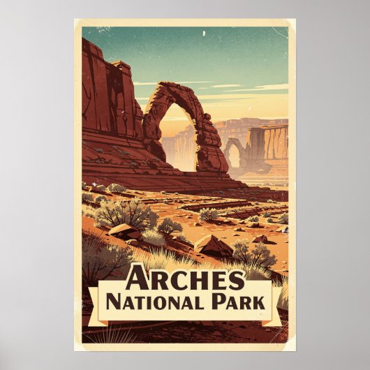 Arches National Park Retro Poster (Voorkant)
