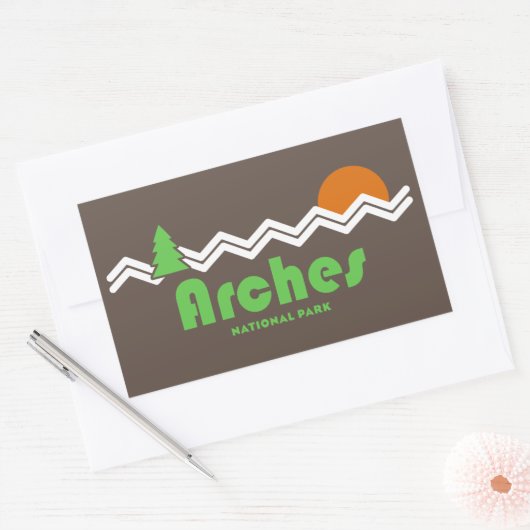 Arches National Park Retro Rechthoekige Sticker (Envelop)