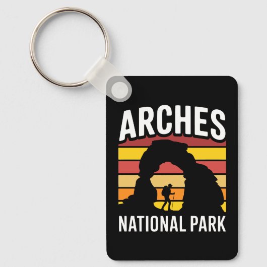 Arches National Park Retro Sunset Sleutelhanger (Voorkant)
