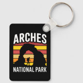 Arches National Park Retro Sunset Sleutelhanger (Achterkant)