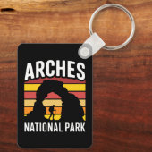 Arches National Park Retro Sunset Sleutelhanger (Achterkant)