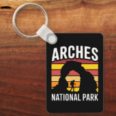 Arches National Park Retro Sunset Sleutelhanger (Voorkant)