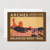 Arches National Park Utah Balanced Rock Trail Briefkaart (Voorkant / Achterkant)